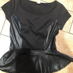 Pleather peplum blouse